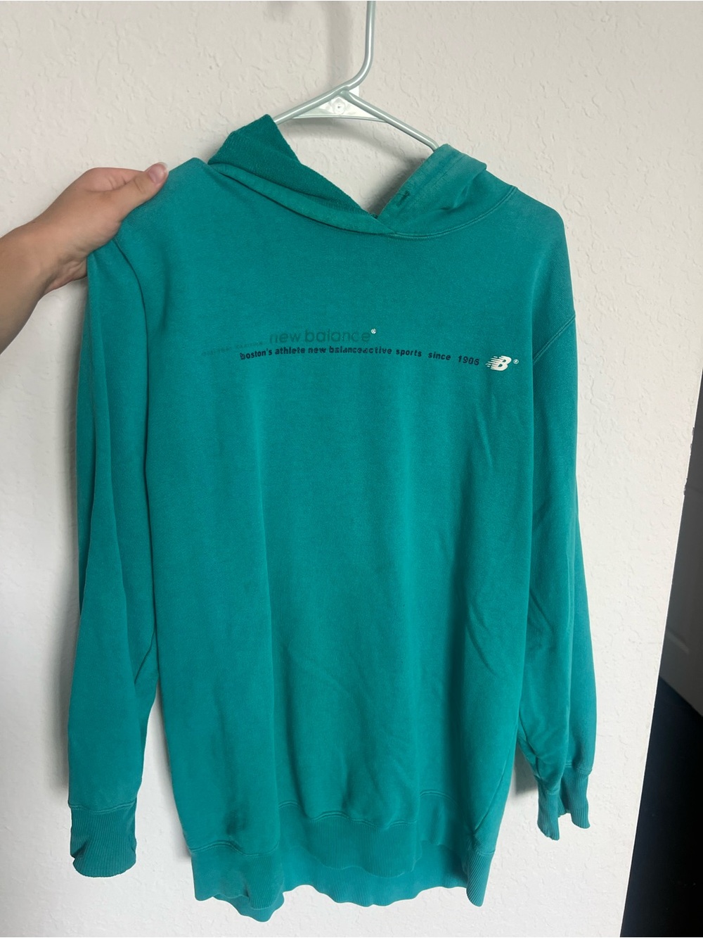 Vintage 2007 New Balance Men's Teal Hoodie